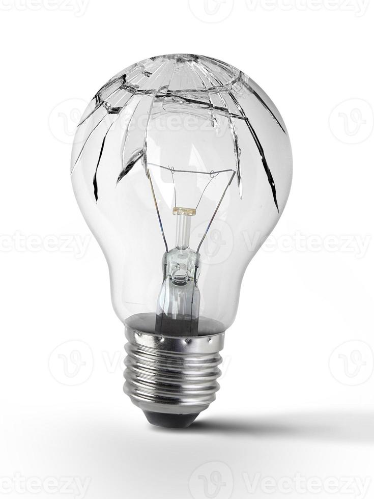 Broken bulb, isolated white background photo
