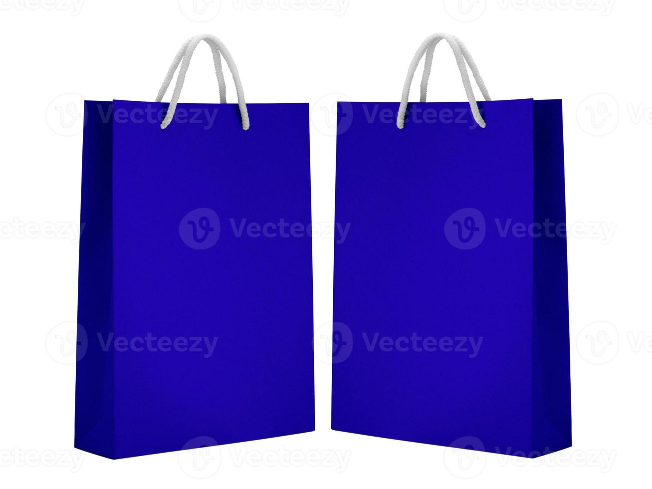 Blue empty Paper bag isolated on white background  for design photo