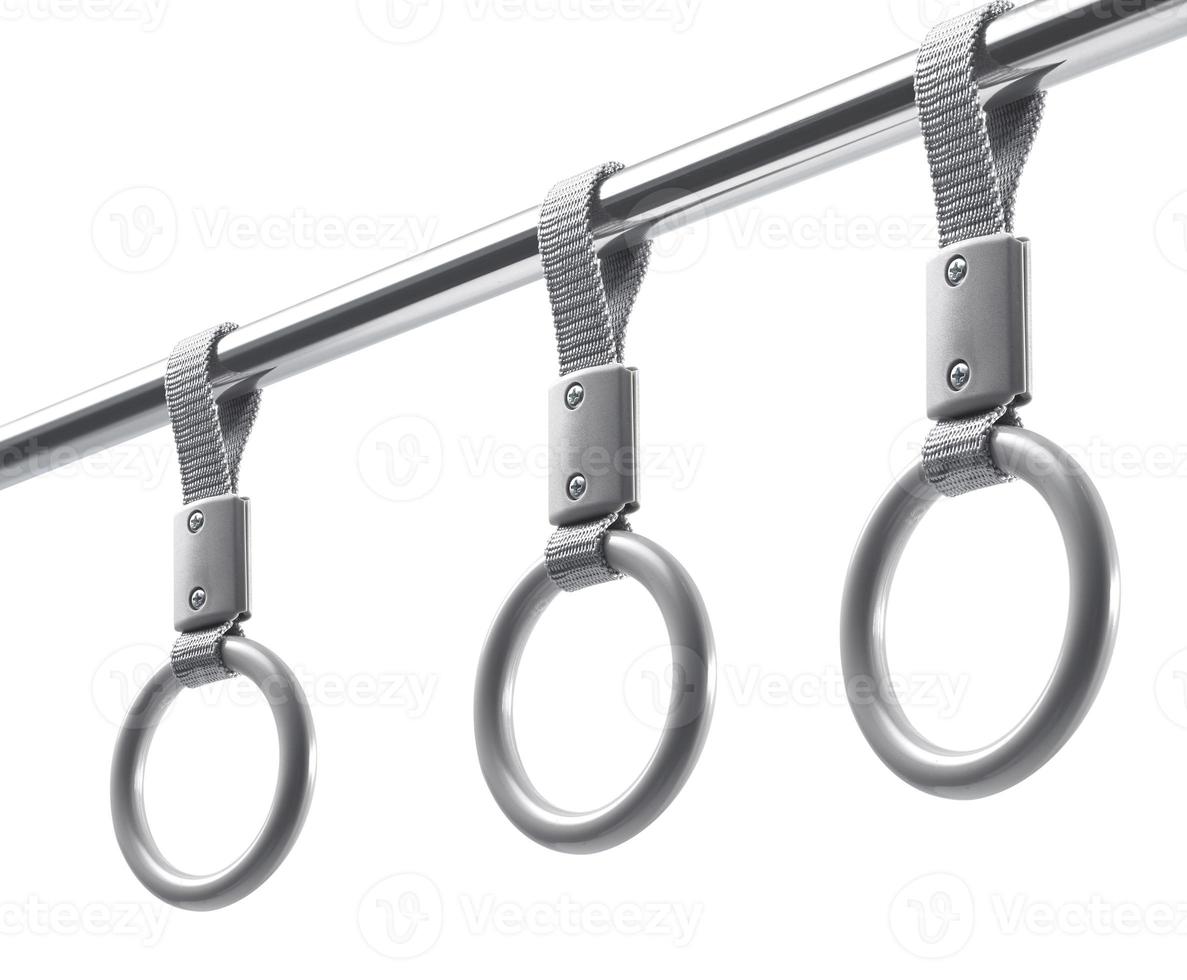 hand handle loop in the subway. isolated on white background photo