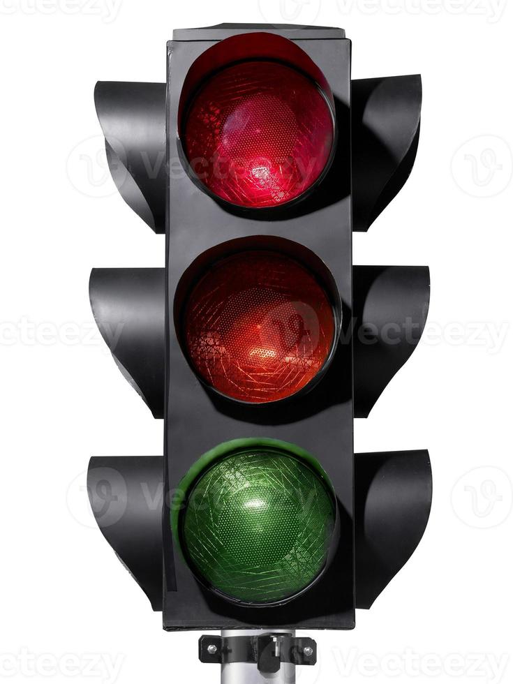 traffic light isolated on white background photo