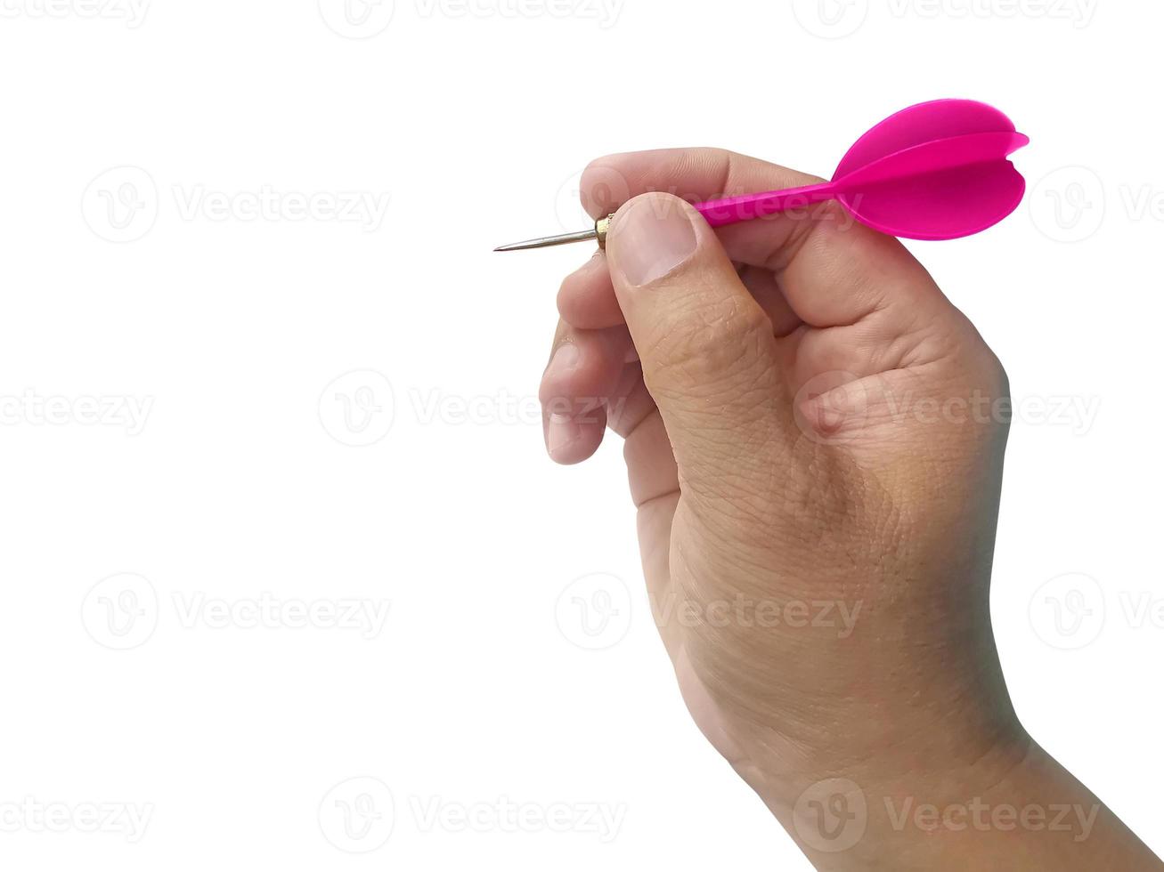 hand holding darts arrow isolated on white background. concept marketing target photo