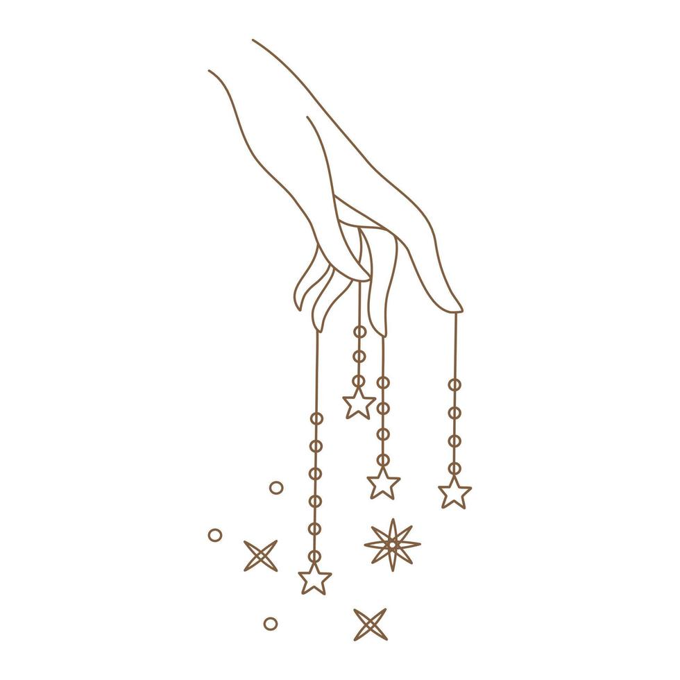 Elements of Magic and celestial  designed in doodle style, brown lines on white background for card. Digital printing, scrapbooks, tattoos, t-shirt designs, stickers, and more. vector