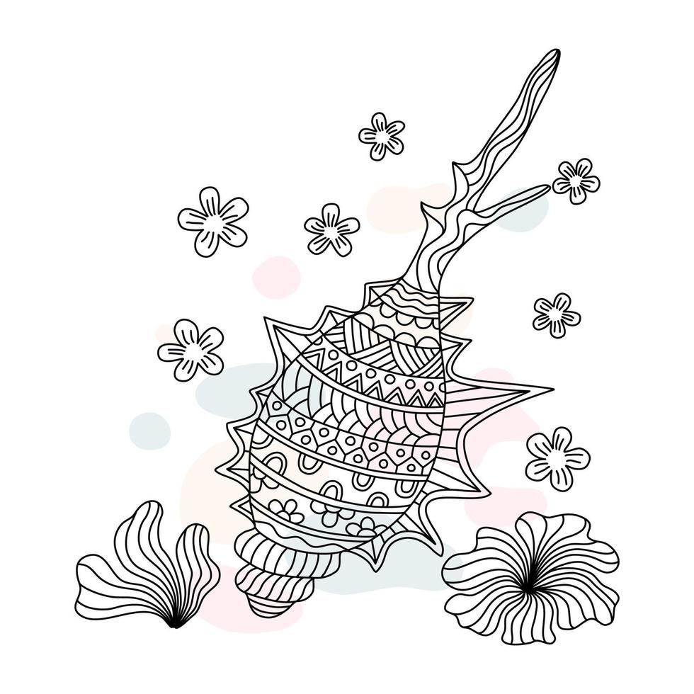 Shell pattern collection vector Designed in doodle style on a pastel background for digital printing,  clothing patterns, bag designs, fabric patterns, canvas prints, card  and more.