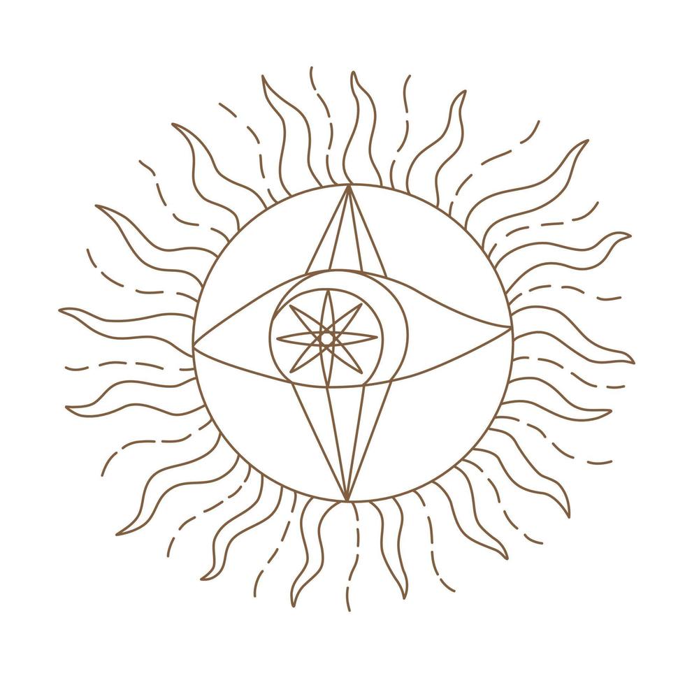 Elements of Magic and celestial  designed in doodle style, brown lines on white background for card. Digital printing, scrapbooks, tattoos, t-shirt designs, stickers, and more. vector