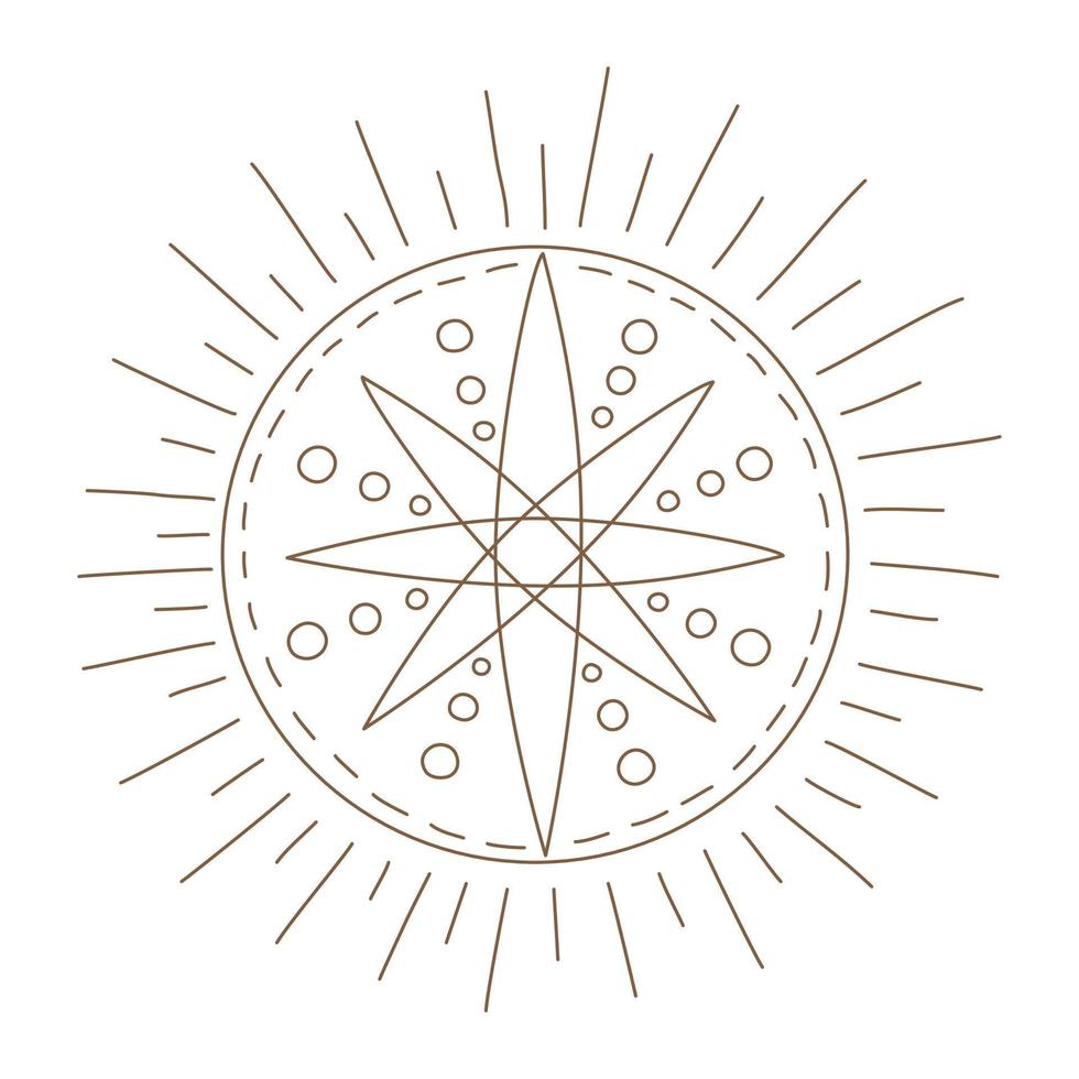 Elements of Magic and celestial  designed in doodle style, brown lines on white background for card. Digital printing, scrapbooks, tattoos, t-shirt designs, stickers, and more. vector