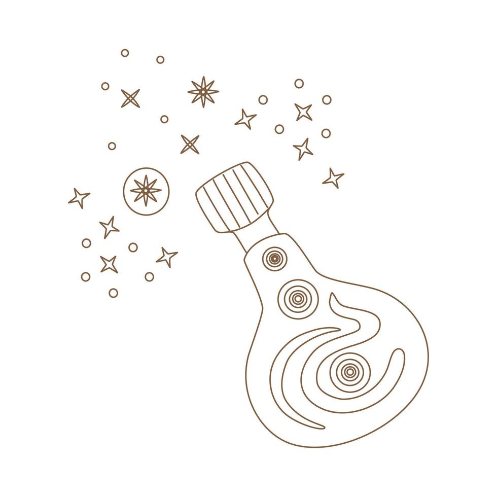 Elements of Magic and celestial  designed in doodle style, brown lines on white background for card. Digital printing, scrapbooks, tattoos, t-shirt designs, stickers, and more. vector