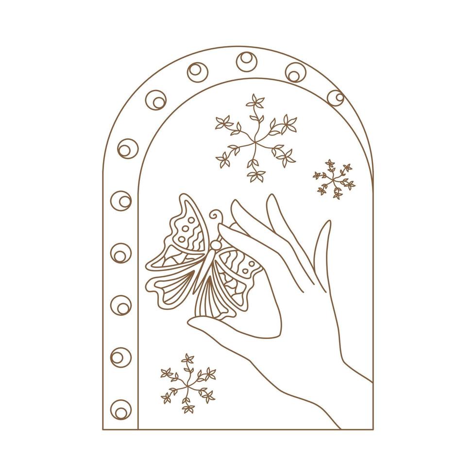 Elements of Magic and celestial  designed in doodle style, brown lines on white background for card. Digital printing, scrapbooks, tattoos, t-shirt designs, stickers, and more. vector