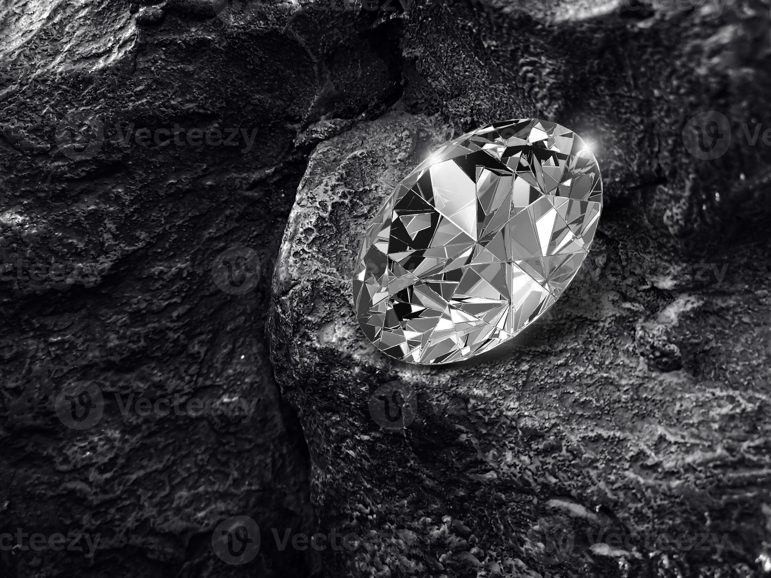 diamond on black coal background. 3d render 8574238 Stock Photo at Vecteezy