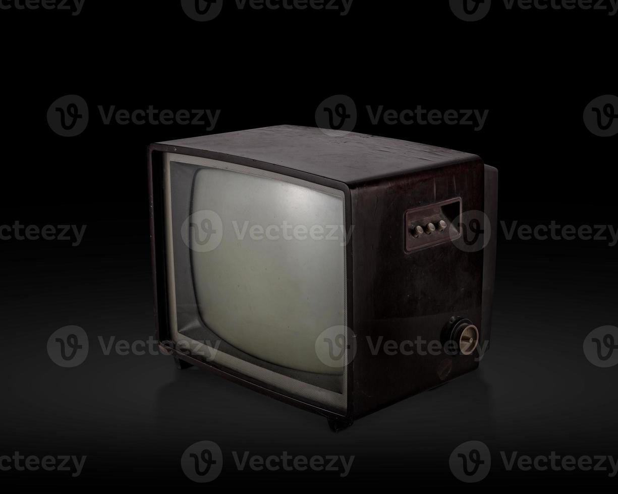 retro old television on black background photo