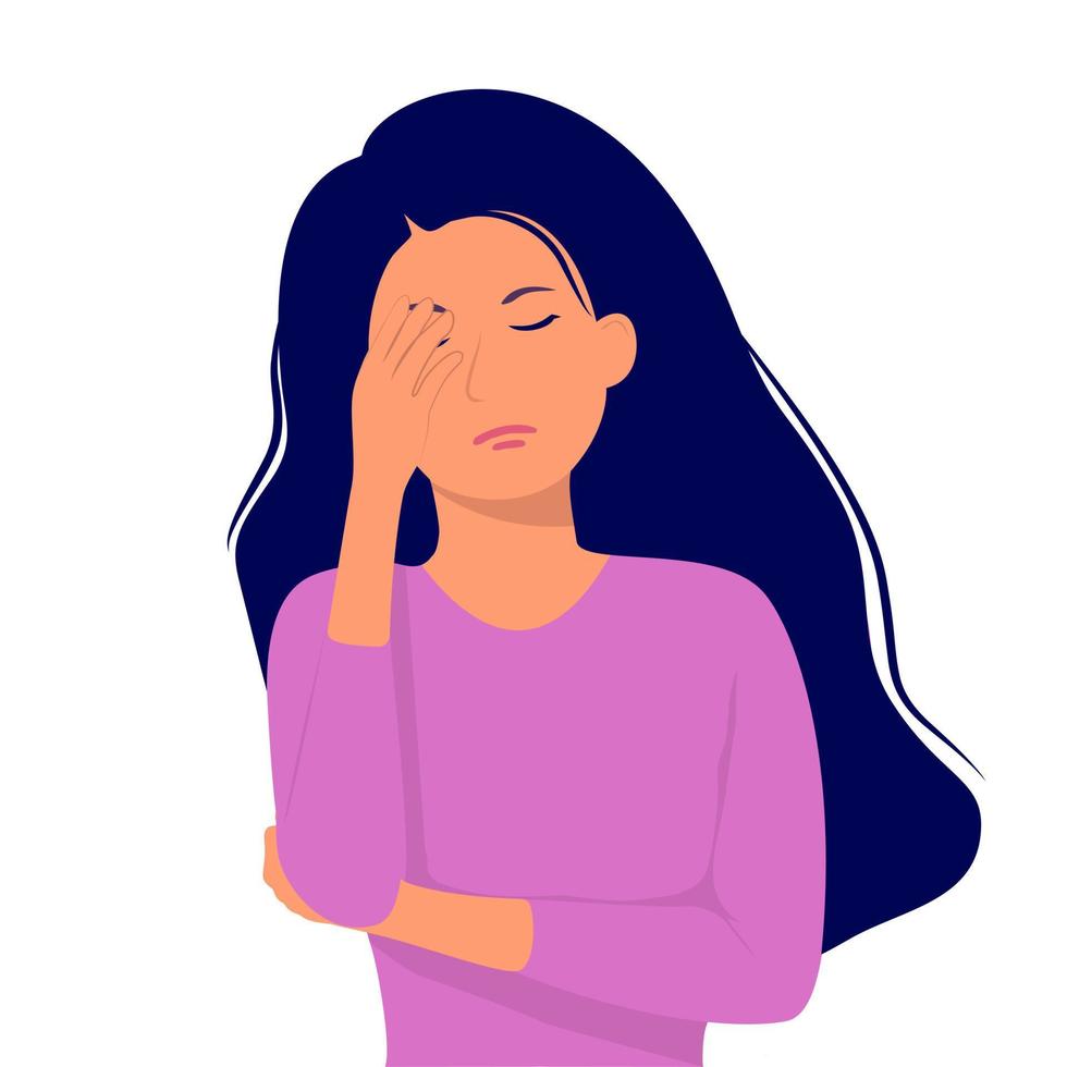 Woman suffering from depression. .Vector cartoon illustration. vector