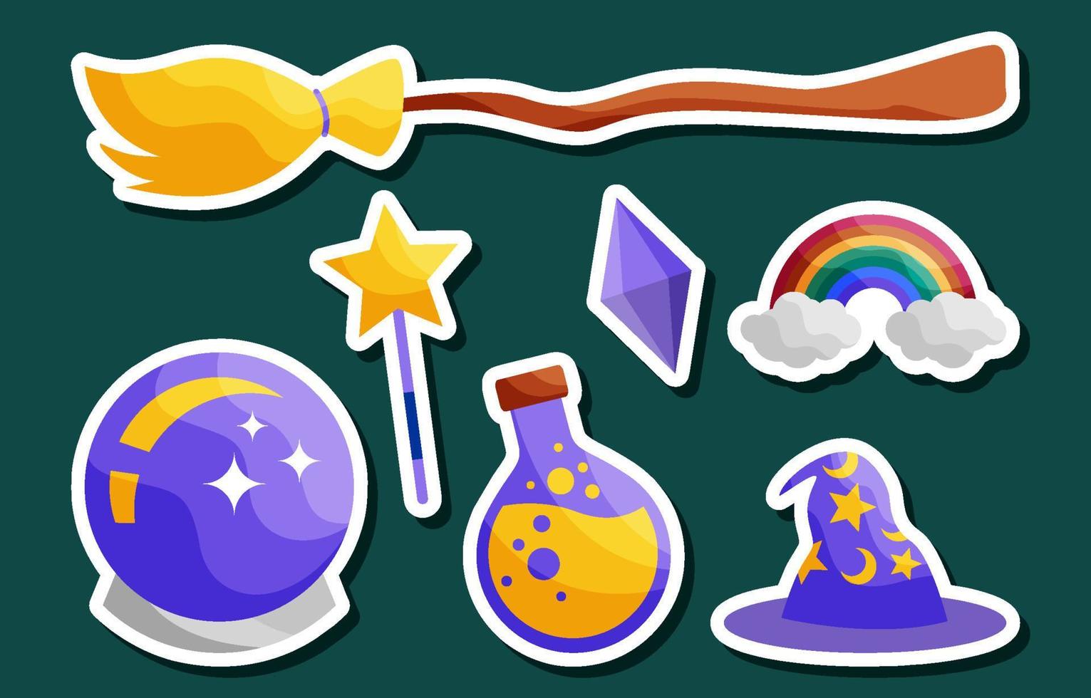 Magical Fantasy Sticker Set vector