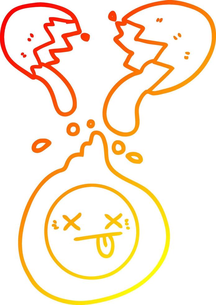 warm gradient line drawing cartoon cracked egg vector
