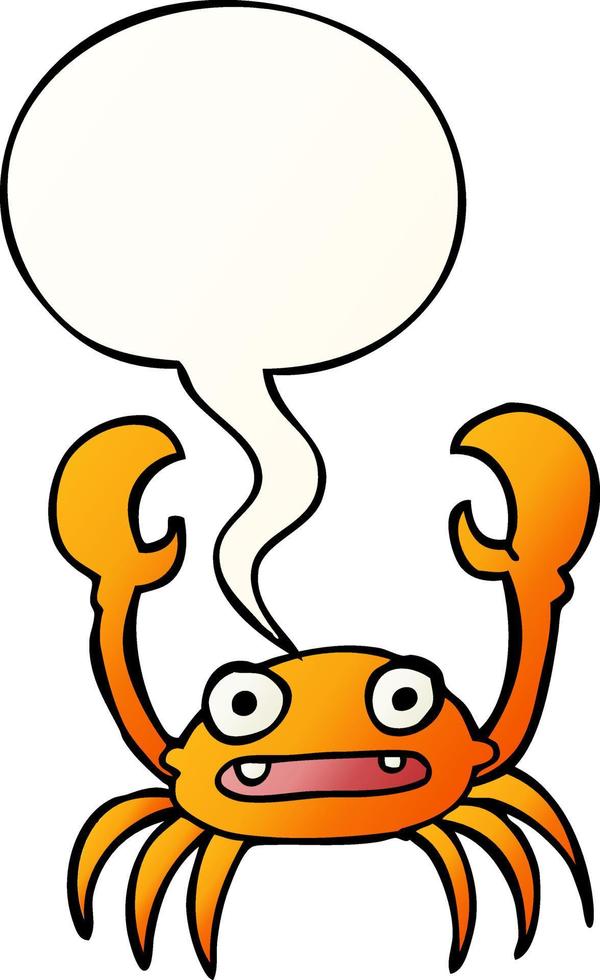 cartoon crab and speech bubble in smooth gradient style vector