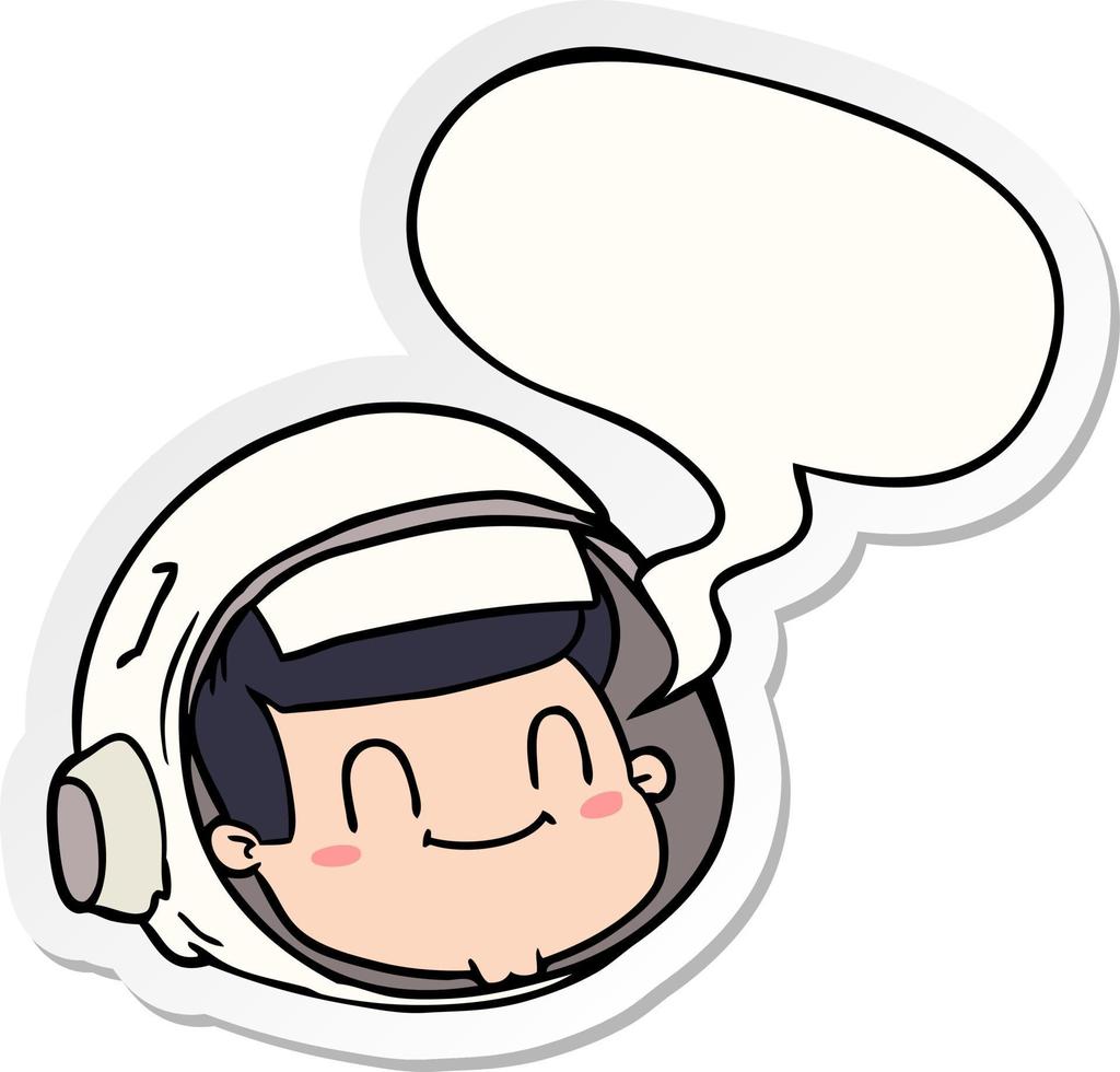 cartoon astronaut face and speech bubble sticker vector