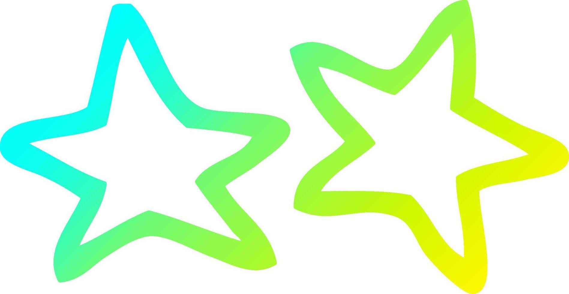 cold gradient line drawing cartoon stars vector
