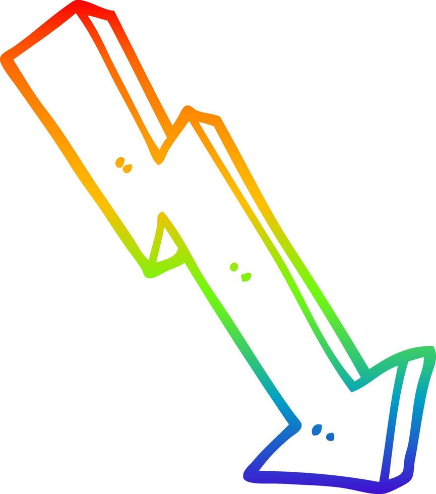rainbow gradient line drawing cartoon business loss arrow vector