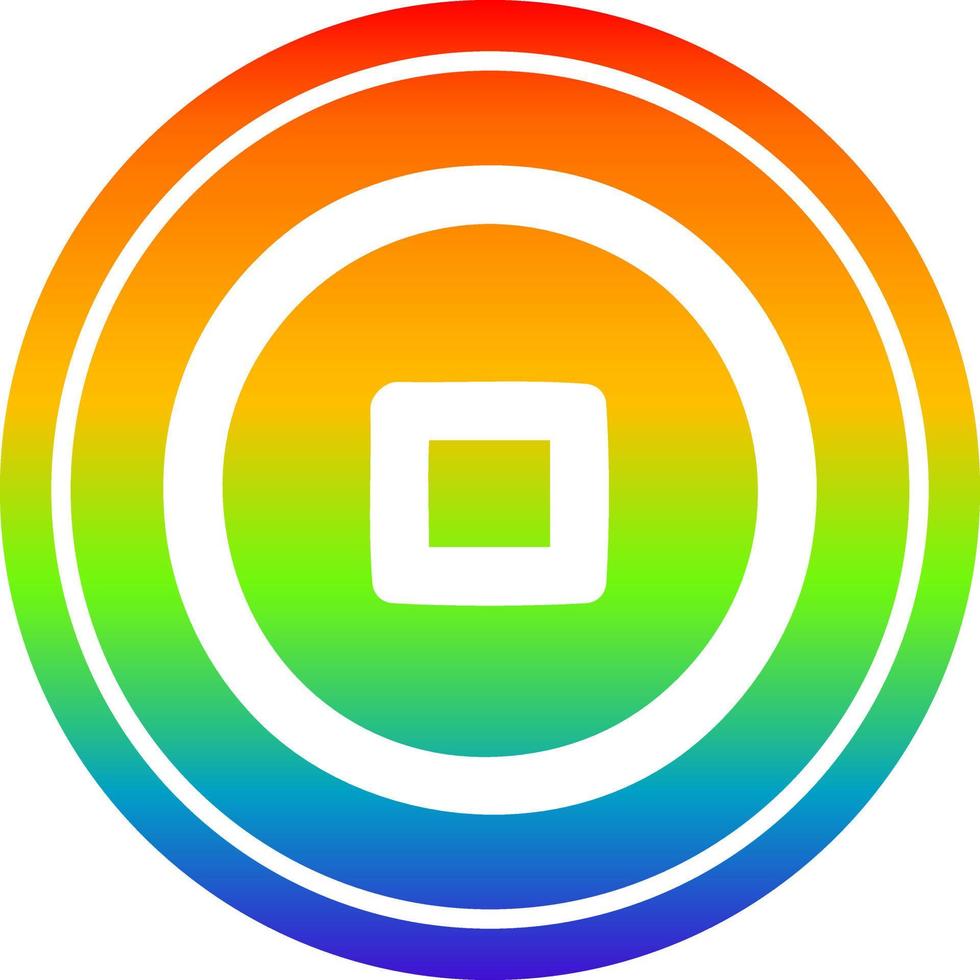 stop button circular in rainbow spectrum vector