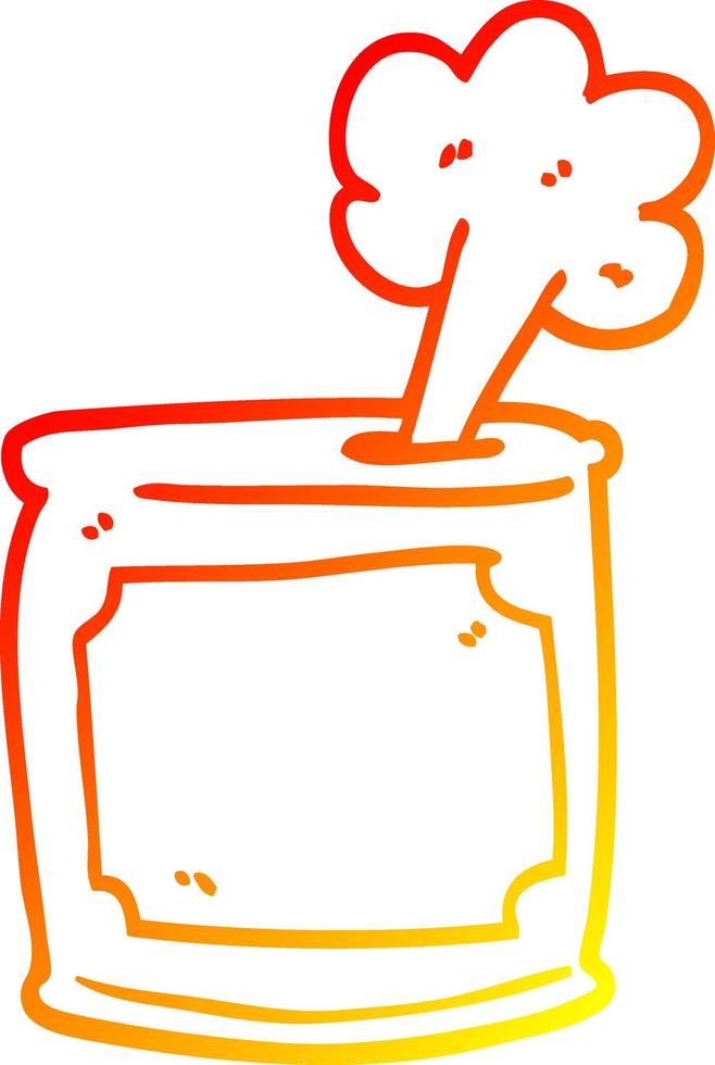 dibujo de línea de gradiente cálido dibujos animados lata de comida que se abre vector