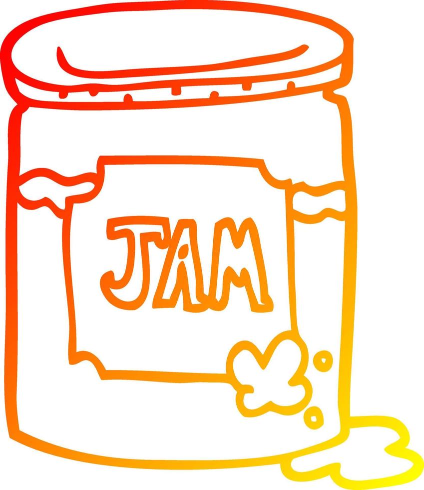 warm gradient line drawing cartoon jam pot vector