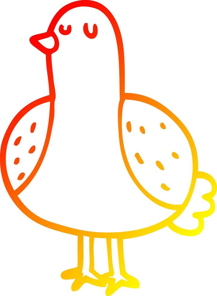 warm gradient line drawing cartoon bird vector