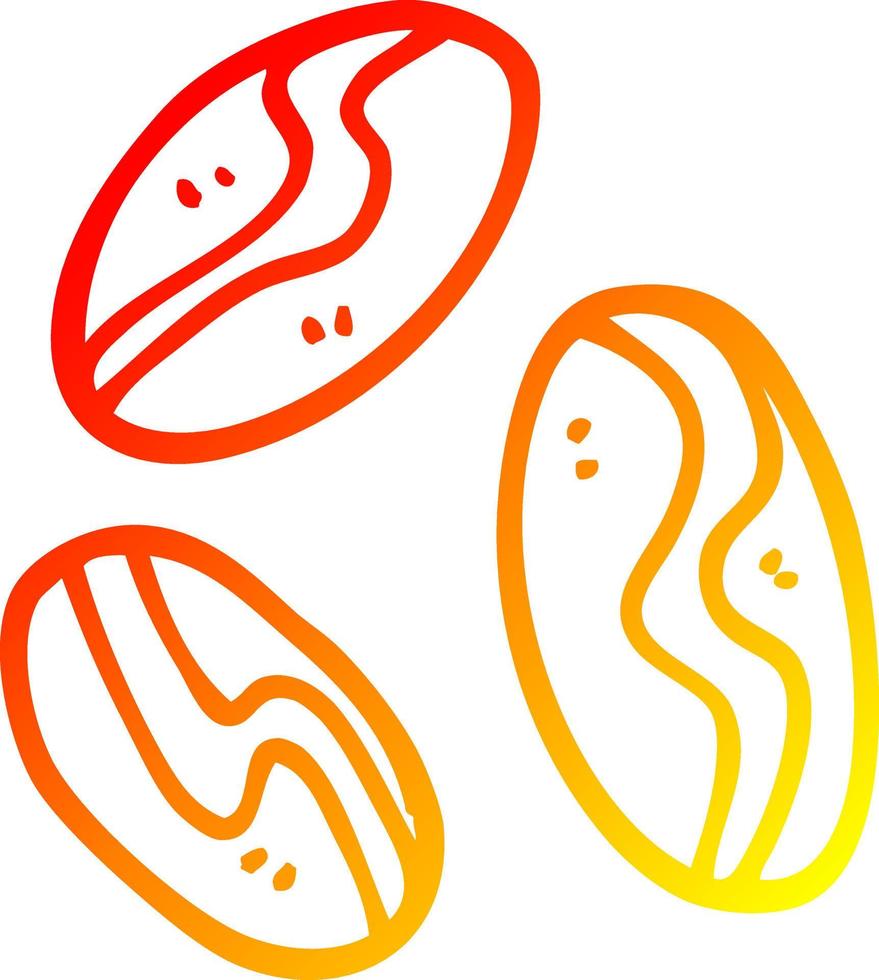 warm gradient line drawing cartoon of coffee beans vector
