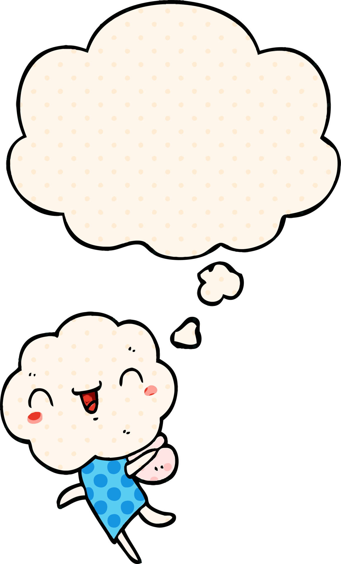 cute cartoon cloud head creature and thought bubble in comic book style  8574999 Vector Art at Vecteezy