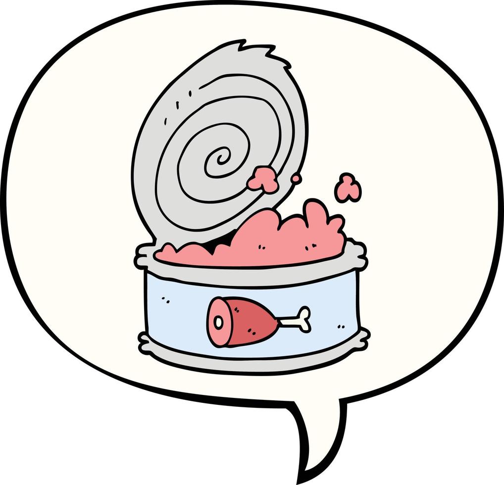cartoon canned food and speech bubble vector