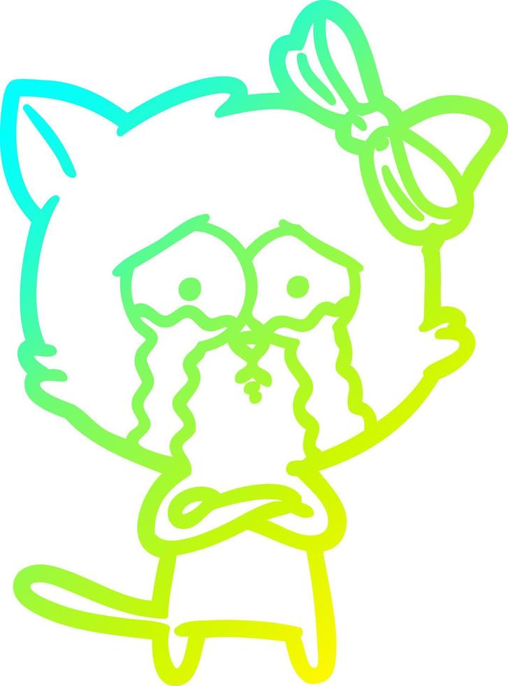 cold gradient line drawing cartoon cat vector