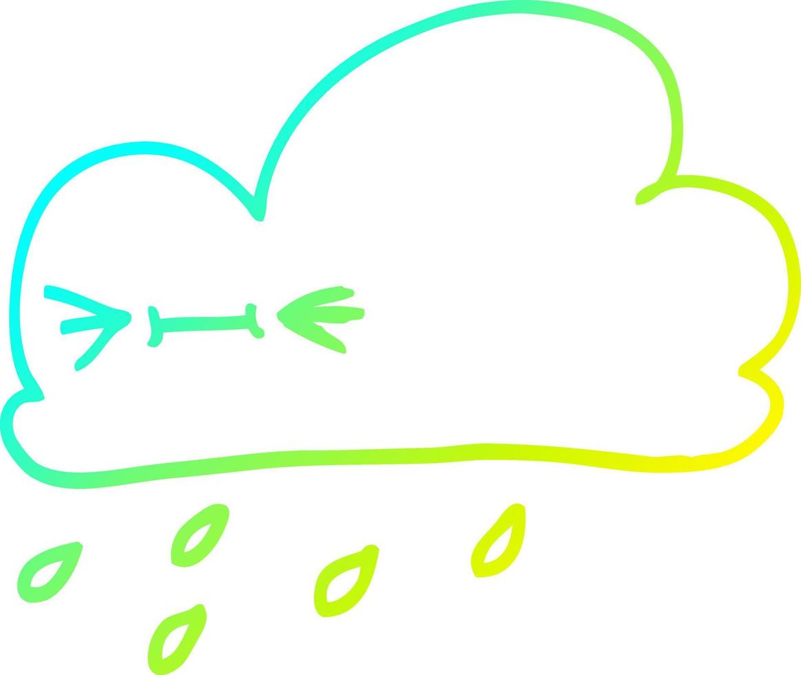 cold gradient line drawing cartoon happy grey cloud vector