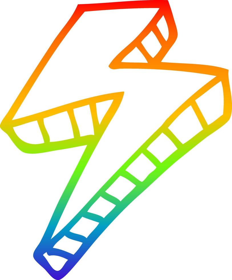 rainbow gradient line drawing cartoon lightening bolt vector