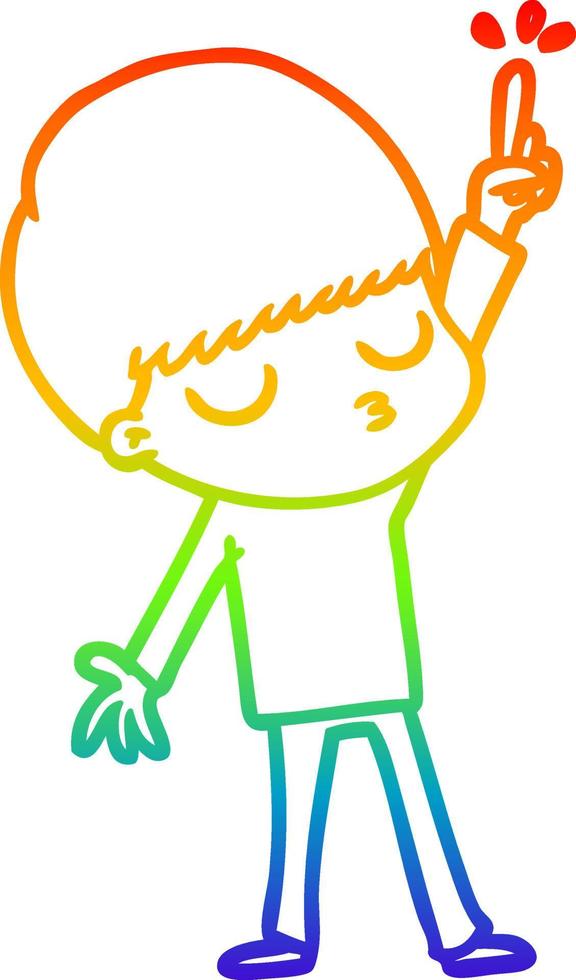rainbow gradient line drawing cartoon calm boy vector