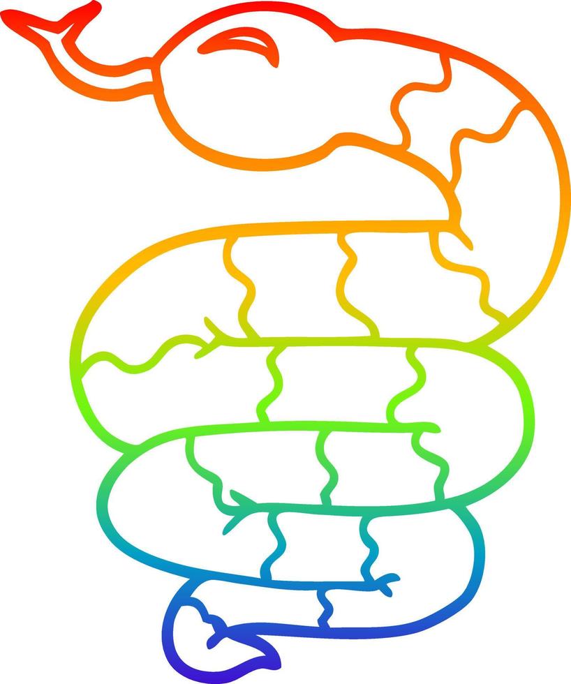 rainbow gradient line drawing cartoon snake vector