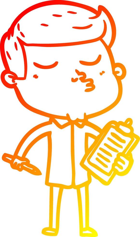 warm gradient line drawing cartoon model guy pouting vector