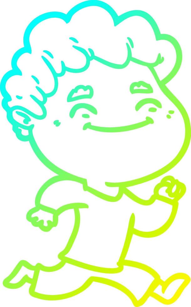 cold gradient line drawing cartoon friendly man vector