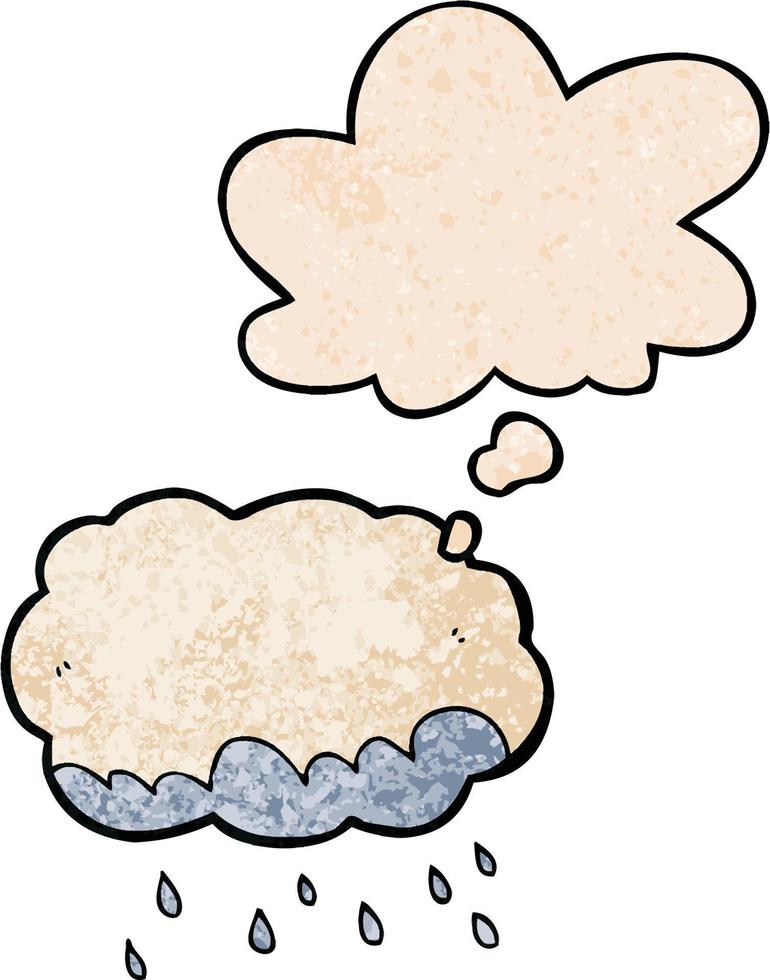 cartoon rain cloud and thought bubble in grunge texture pattern style vector