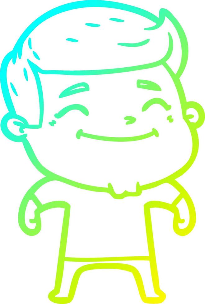 cold gradient line drawing happy cartoon man vector