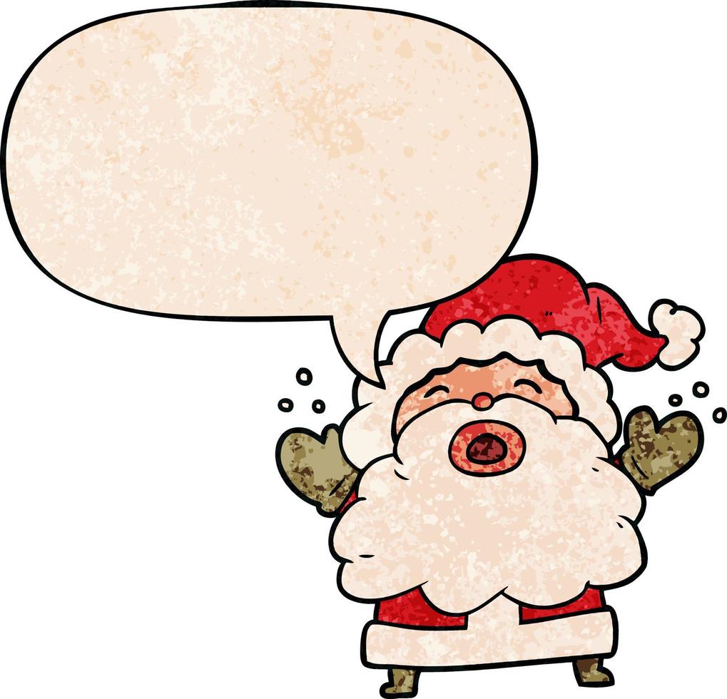 cartoon santa claus shouting in frustration and speech bubble in retro texture style vector