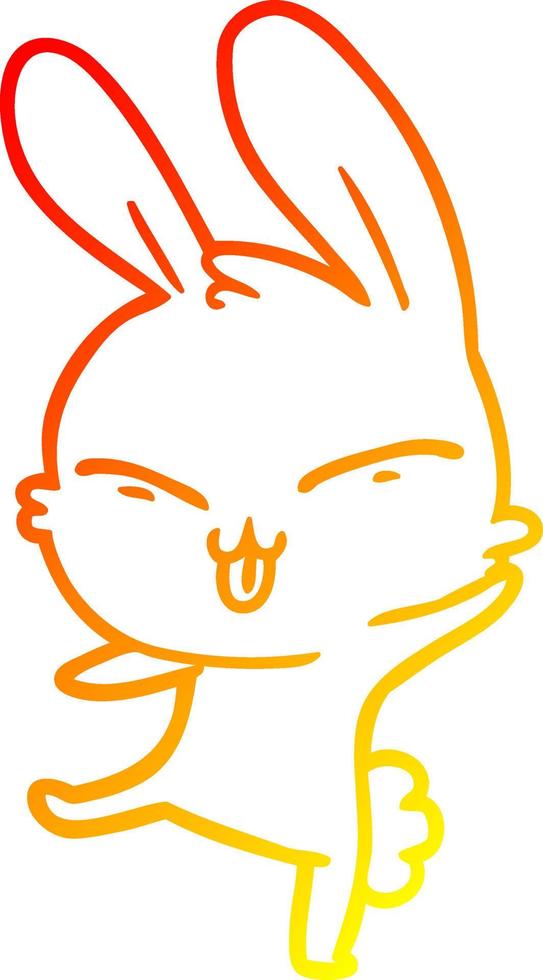 warm gradient line drawing cute cartoon rabbit vector