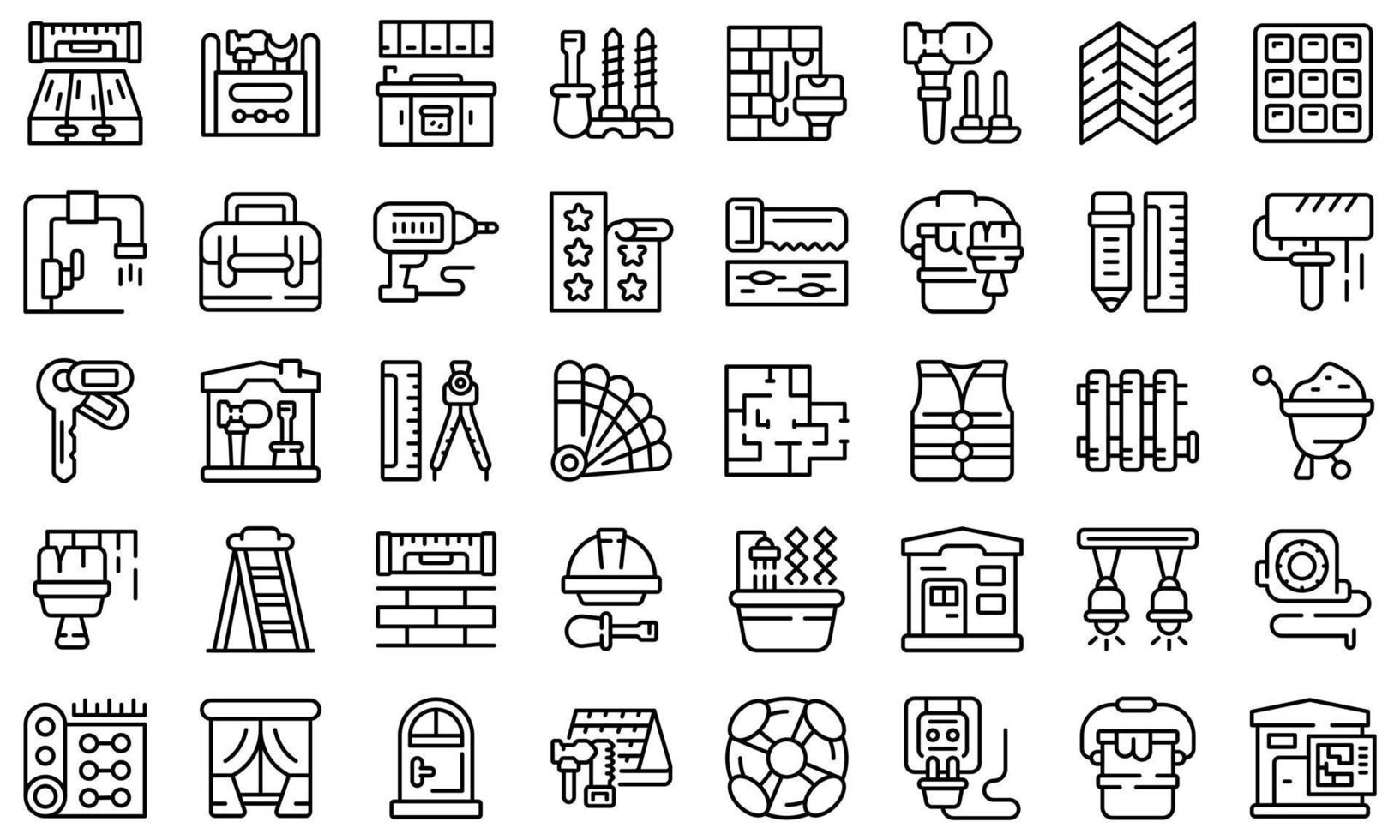 Remodeling icons set outline vector. Interior carpet vector
