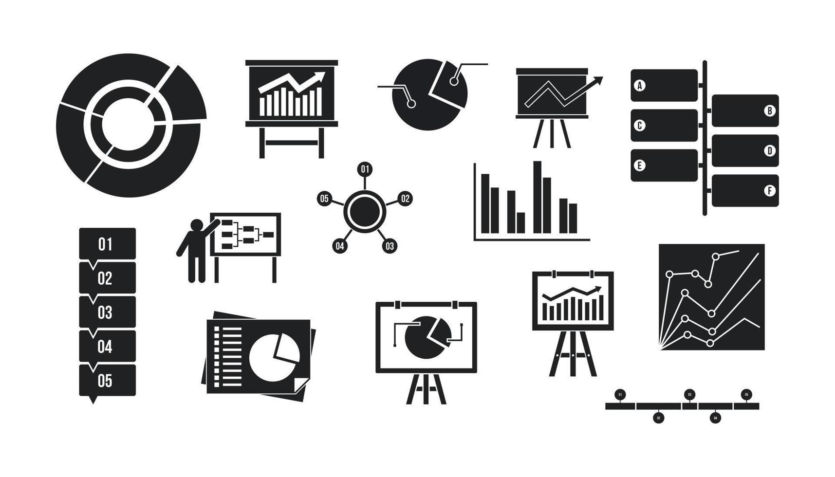 conjunto de iconos de diagrama, estilo simple vector