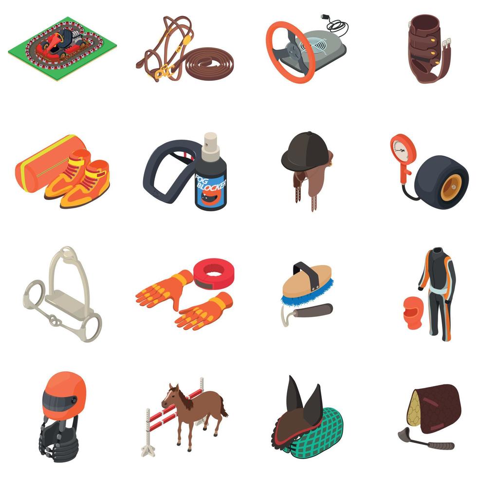 Fast movement icons set, isometric style vector