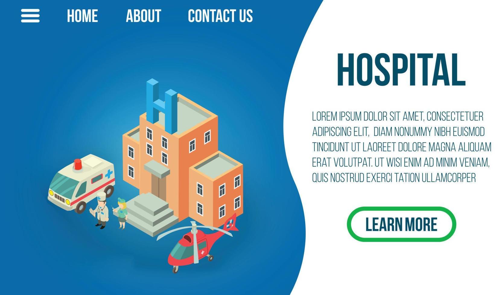 Hospital concept banner, isometric style vector