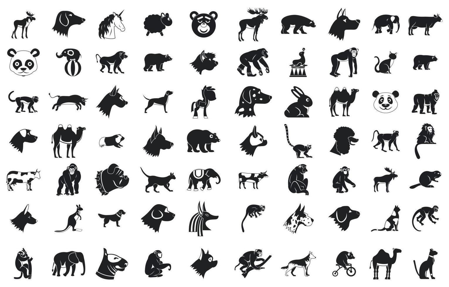 conjunto de iconos de animales, estilo simple vector