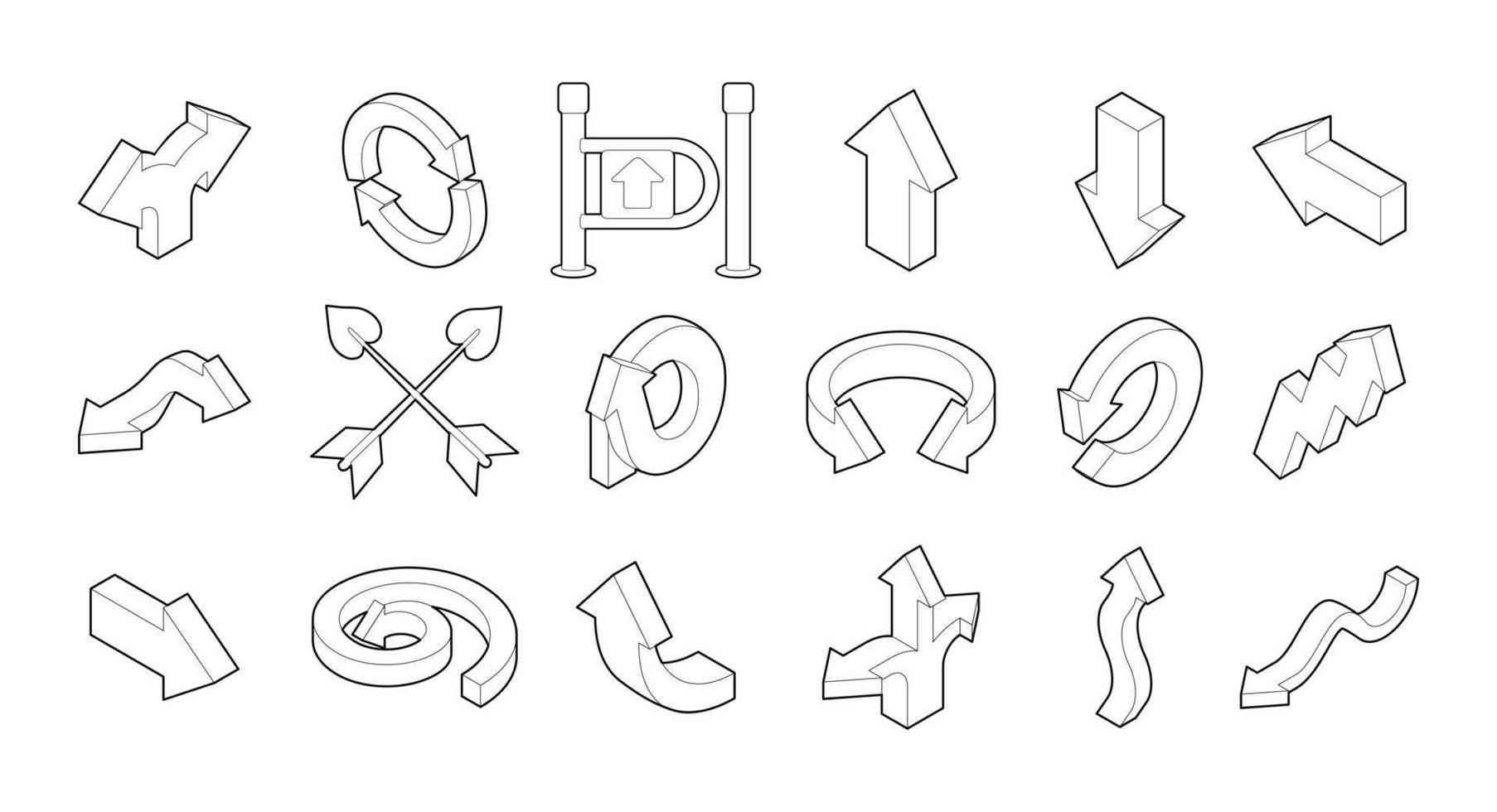 conjunto de iconos de flecha, estilo de contorno vector