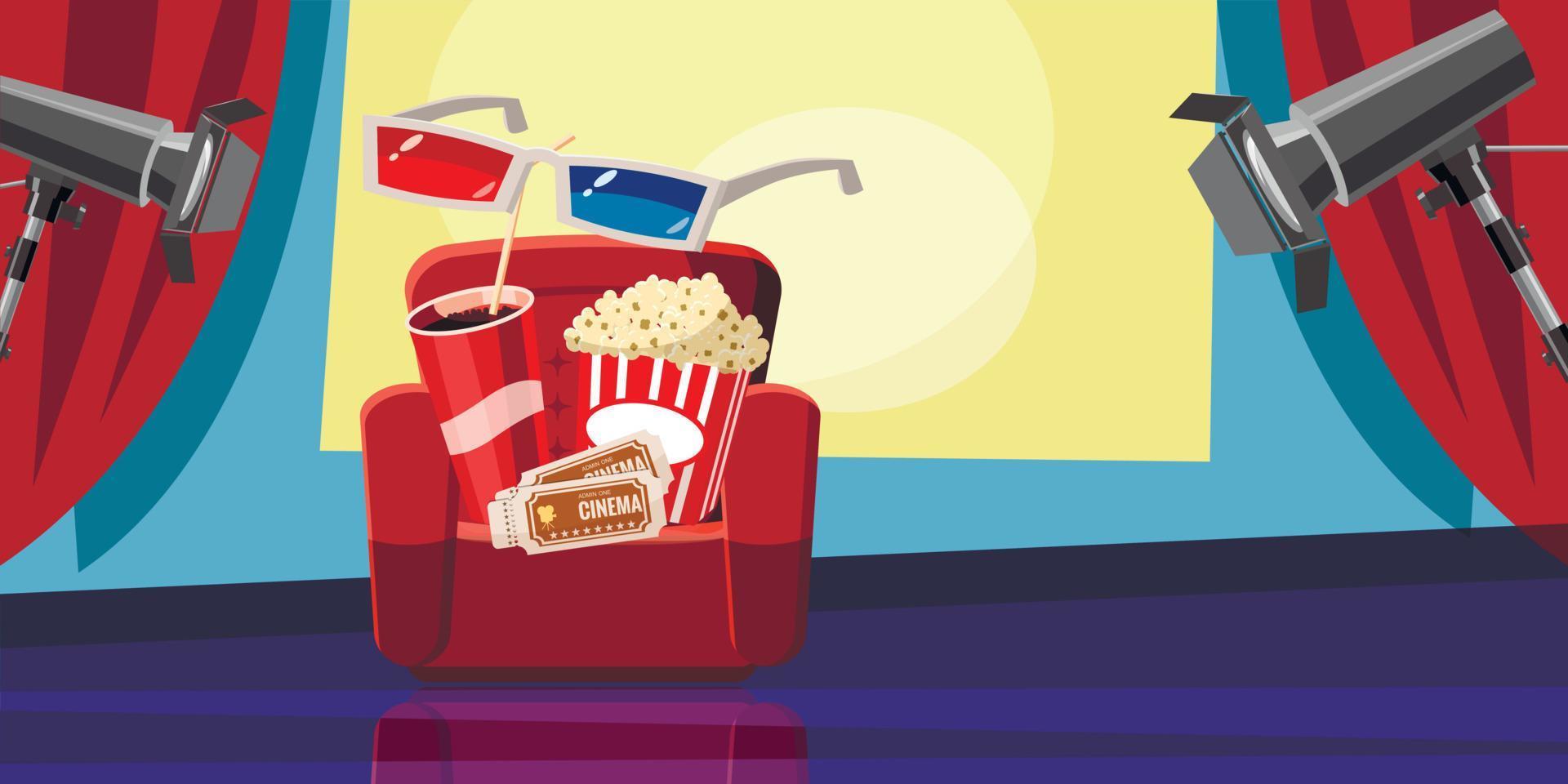 Cinema movie corn icons set, cartoon style vector