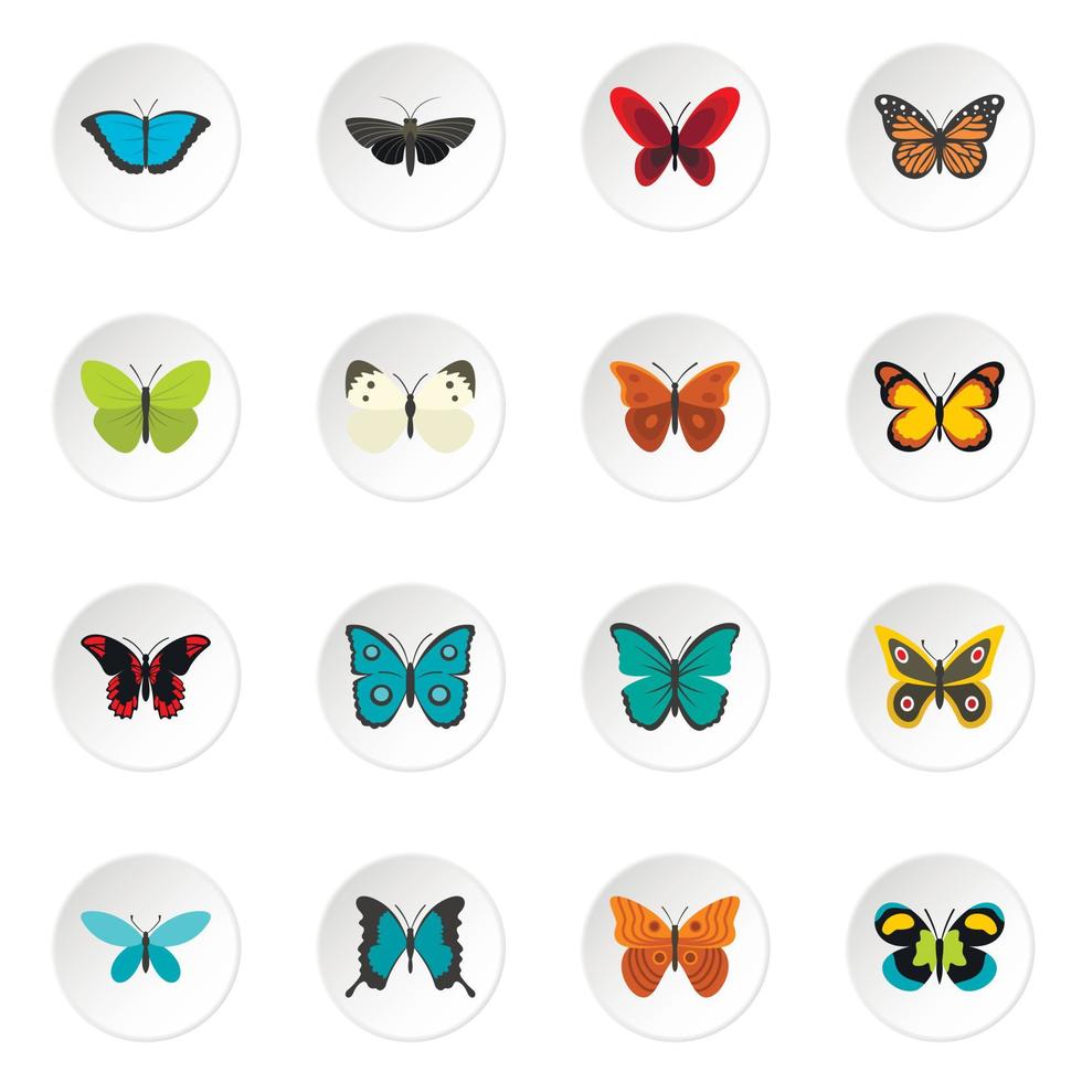 Butterfly set flat icons vector