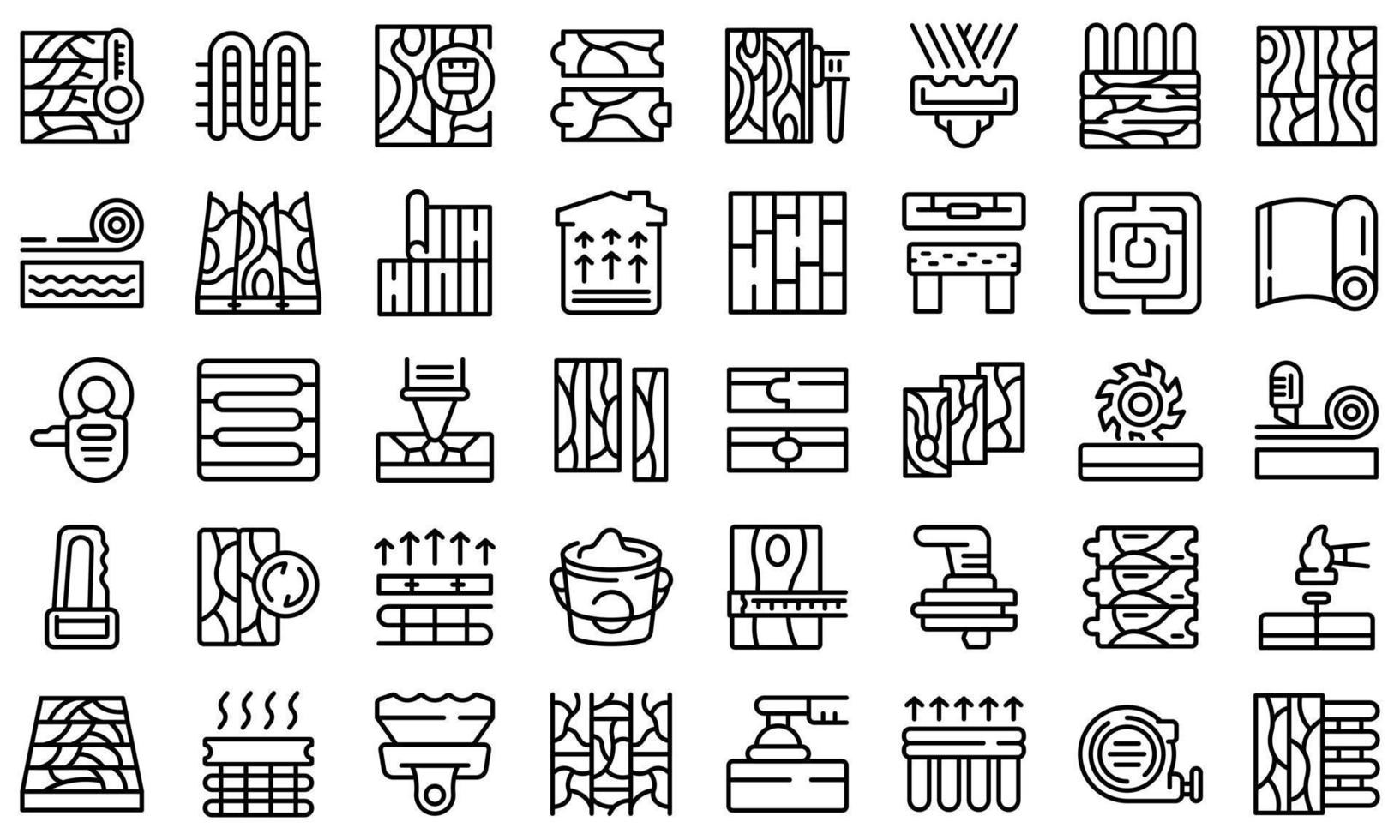 Floor installation icons set outline vector. Vinyl wall vector