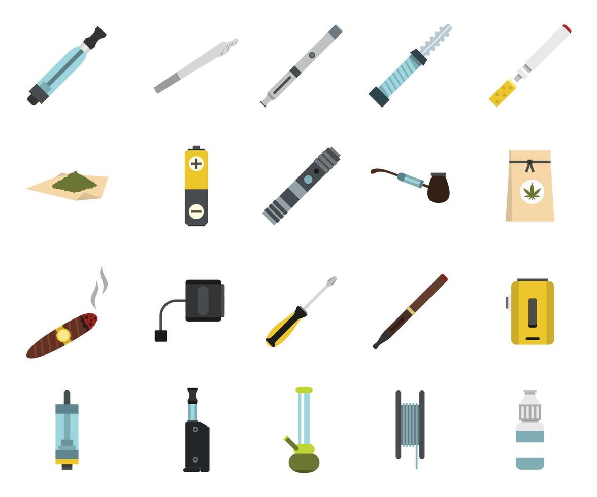 Smoking icon set, flat style vector