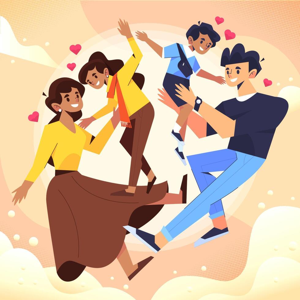 una familia interracial armoniosa vector