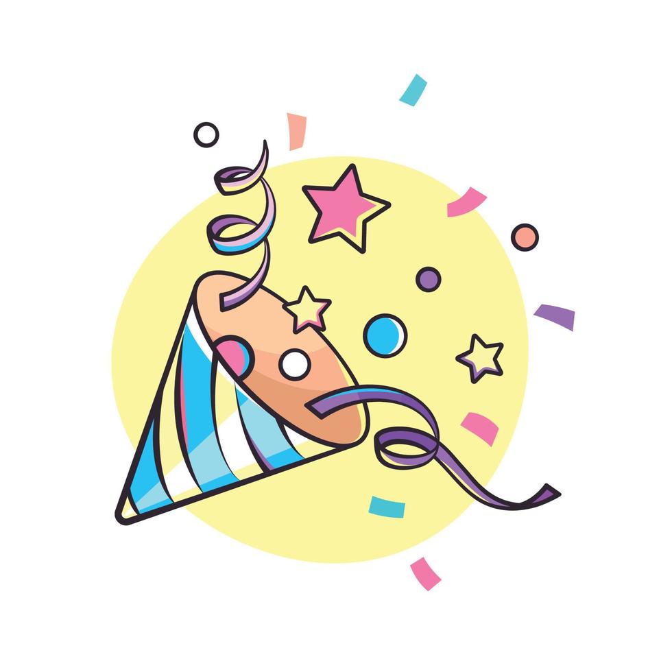 Confetti cone, party popper, celebration cartoon style illustration 8575511  Vector Art at Vecteezy